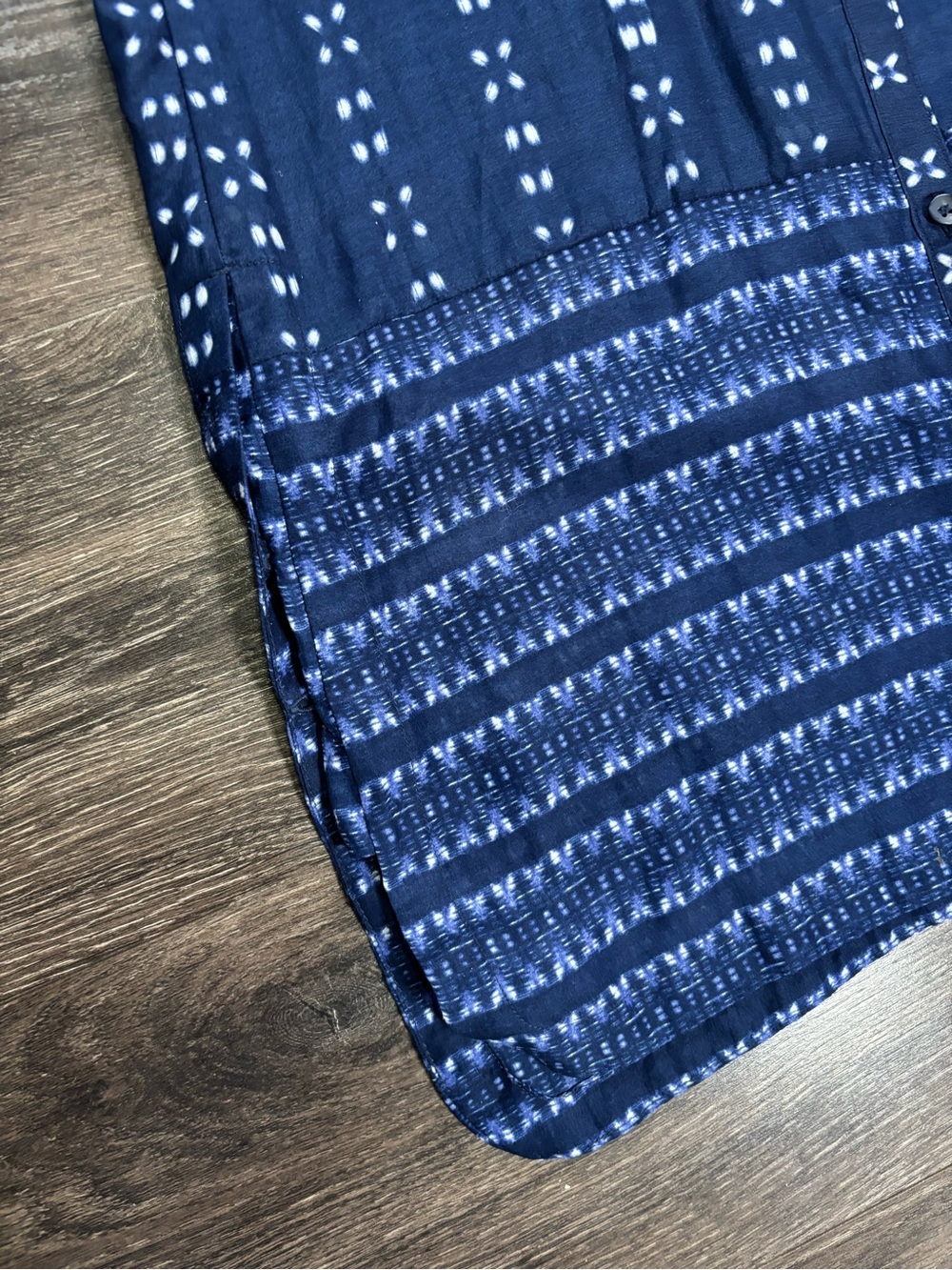 Women's Navy Patterned Button-Front Top - Picture 7 of 13